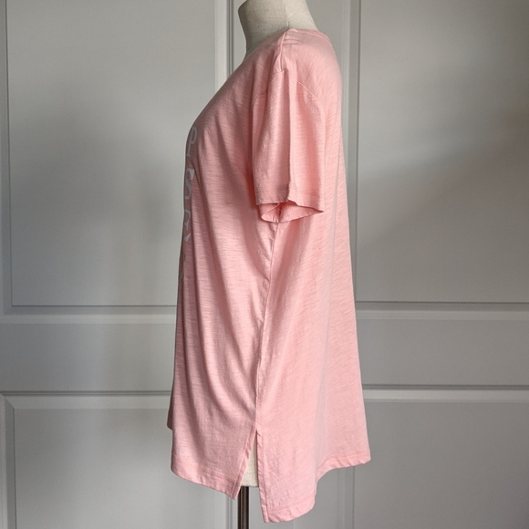 PJ Salvage Tee Sleep Dogs Love Wine Print Lounge Short Sleeve Blush Pink L NWT - Picture 7 of 10